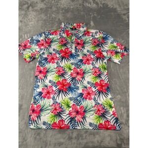 Greenside Golf Mens XL Tropical Floral Hawaiian Aloha Golf Shirt Polo